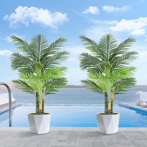 Artificial Plant 4ft Golden Cane Palm Tree UV Resistant 2 Pack JZL-4-2 Keeplush