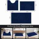 Bathroom Rugs Chenille Bath mat 3 Piece Set, Super Absorbent, Strong PVC Non Slip Backing, Bath mats for Bathroom, Plush Shaggy, Thick, Machine Washable, Bathtub, Toilet, Navy Blue, 20''×32''+16''×24''+20‘’×20'' U Shape