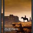 A PLUS MAX 20x30 Picture Frame Set of 2, Black Engineered Wood Frame for 20 x 30 Inch Picture Poster Photo, Light Weight 20 by 30 Frame with Wood-grain for Wall - 2 Pack/Black/20 x30