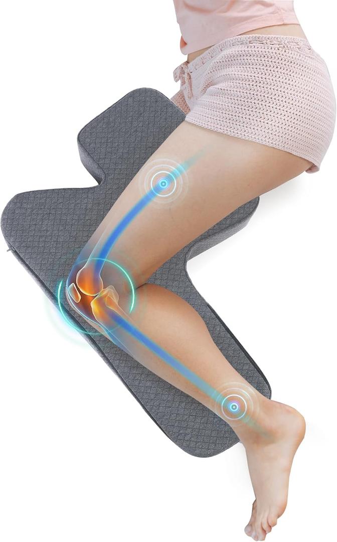 HOMBYS Leg Pillow for Sleeping, 4" Thick Z Shape Memory Foam Knee Pillow for Side Sleeper Helps Spine Alignment and Offer Full Body Support, Relief Pressure, Removable Cover Machine Washable, 4" Thick
