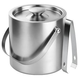 ChefBee Stainless Steel Ice Bucket - 3L Double-Wall Insulated Ice Buckets for Parties with Lid & Tongs, Large Champagne Wine Drink Container Holder, Ideal for Freezer Cocktail Home Bar Accessories