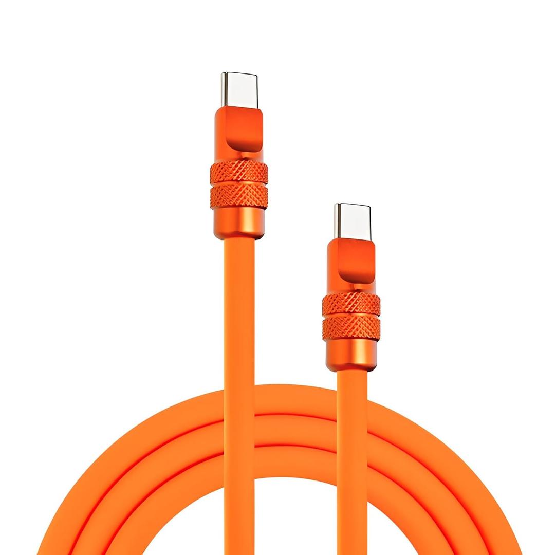 chubbycable Chubby 2.0 Anodized Version - 240W USB C Cable Silicone Fast Charging Cable Reflective Shine Charger Cord Compatible with iPhone 17-15 Series iPad, Orange, Type C to Type C, 9.8FT