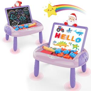 Gift for 1-2 Year Old Girls, Toddler Girl Toys with Magnetic Letters and Numbers, Learning and Educational Toys for 1 2 Year Old, Girls Birthday (Unicorn Pink) (Purple)