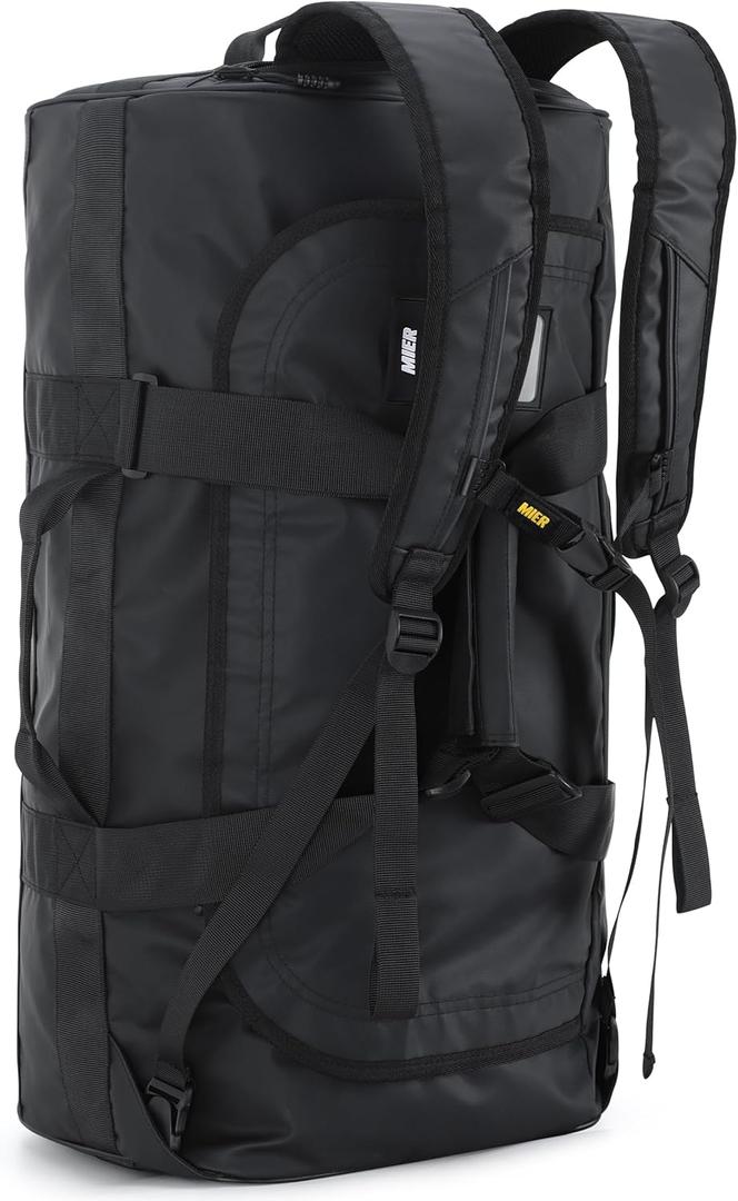 MIER Water Resistant Backpack Duffle Heavy Duty Convertible Duffle Bag with Backpack Straps for Gym, Sports, Travel (40L, Black)