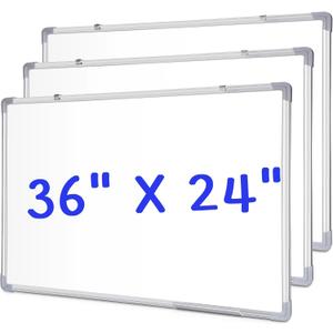 36 x 24 Inch 3 Pack Large Dry Erase Boards, Magnetic Dry Erase White Board Bulk Silver Aluminum Framed Whiteboard Message Presentation Wall Mounted for School Office and Home