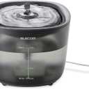 ELECOM Silent Pet Water Fountain for Cats and Dogs, 9dB Ultra Quiet Operation, 2L Capacity, Easy to Disassemble & Clean, 3-Layer Filtration, Wireless Pump, LED Light Modes (Black)