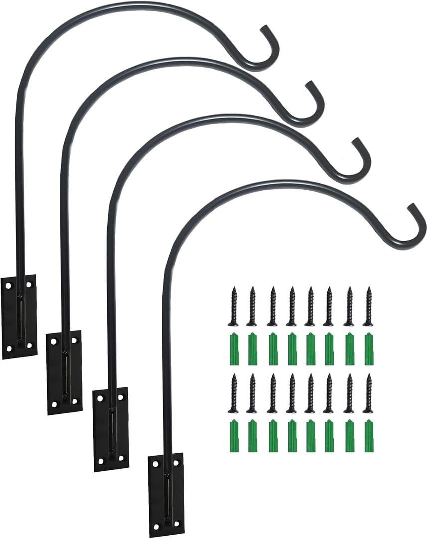 Deck Bird Feeder Hanger Hook Wall Mounted 4 Pack for Railing,Hanging Bird Feeders, Plants, Flower Baskets,Windchimes, Lanterns,Holiday Decoration