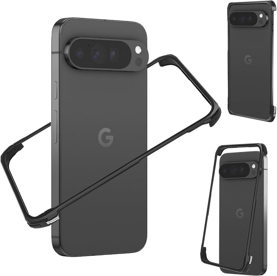 for Pixel 10/10 Pro Bumper Case Compatible with Pixelsnap & MagSafe, Metal Frameless Fast Heat Dissipation, 4 Corner Shockproof Protection Ultra slim Phone Cover Case for Pixel 10/10 Pro(Black)