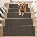 BEQHAUSE Edging Stair Treads for Wooden Steps 9" x 28", Non Slip Carpet Stair Treads Indoor Stair Runners, Soft Stair Rugs, Machine Washable, 100% Polyester, TPE Backing, 15pcs, Brown