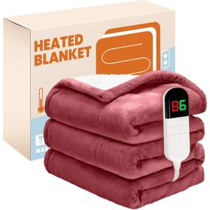 Electric Heated Blanket,Flannel & Sherpa Heated Throw Blanket 50"x60",Fast Heating Soft Fleece Blanket with 8 Heating Levels & 8H Auto Off-Winered