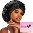 Umisleep Inner-Layer Silk Bonnet, 22 Momme 6A Real Mulberry Silk Lining, Soft Bonnet for Women Men Hair Care, Double Layer Hair Cap with Tie, Large Silk Hair Wrap for Curly Long Hair, Black