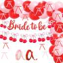 34 PCS Bride to Be Cherry Themed Bridal Shower Decorations Coquette Cherry Banner Balloons Shes Tying the Knot Bachelorette Party Decor Wedding