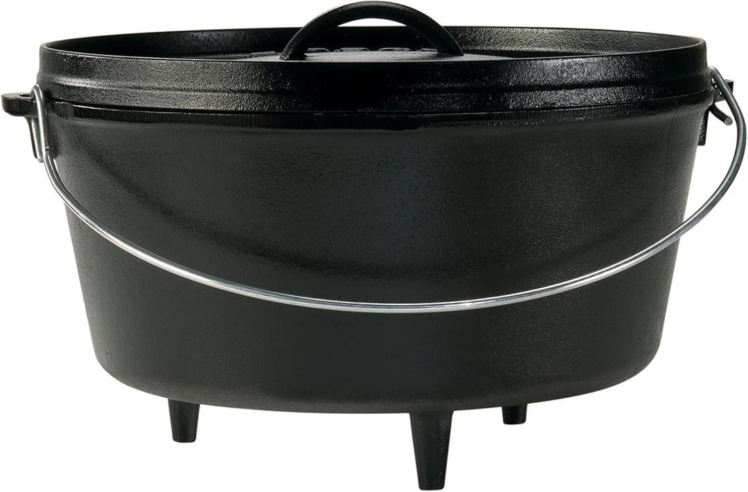 Lodge Pre-Seasoned Cast Iron Deep Camp Dutch Oven with Lid, 8 Quart