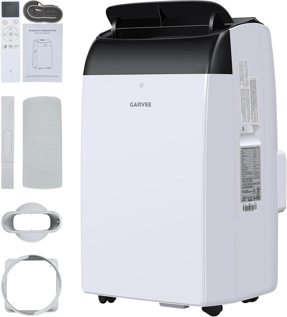 Garvee 14000 BTU Portable Air Conditioner, 3-in-1 Indoor AC Unit with Cooling, Dehumidifier, Fan, Follow Me, 24-Hour Timer, Remote Control & Window Kit for Bedroom, Home Office, Apartment, 750 Sq. Ft