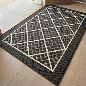 DEXI Front Door Mat 36x60, Non Slip Absorbent Entryway Doormat, Low Profile Thin Washable Entry Mats for Inside Home Entrance, Garage, Patio, Dark Grey
