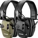 ZOHAN Electronic Shooting Ear Protection with 4X Sound Amplification,Slim Active Noise Reduction Earmuffs for Gun Range (2pack-green+black)