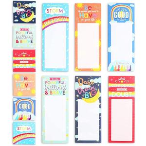 Paper Junkie 6 Refrigerator Magnetic to-Do Notepad with 6 Inspirational Magnets (12 Pieces) - Refrigerator Notepads for Grocery List