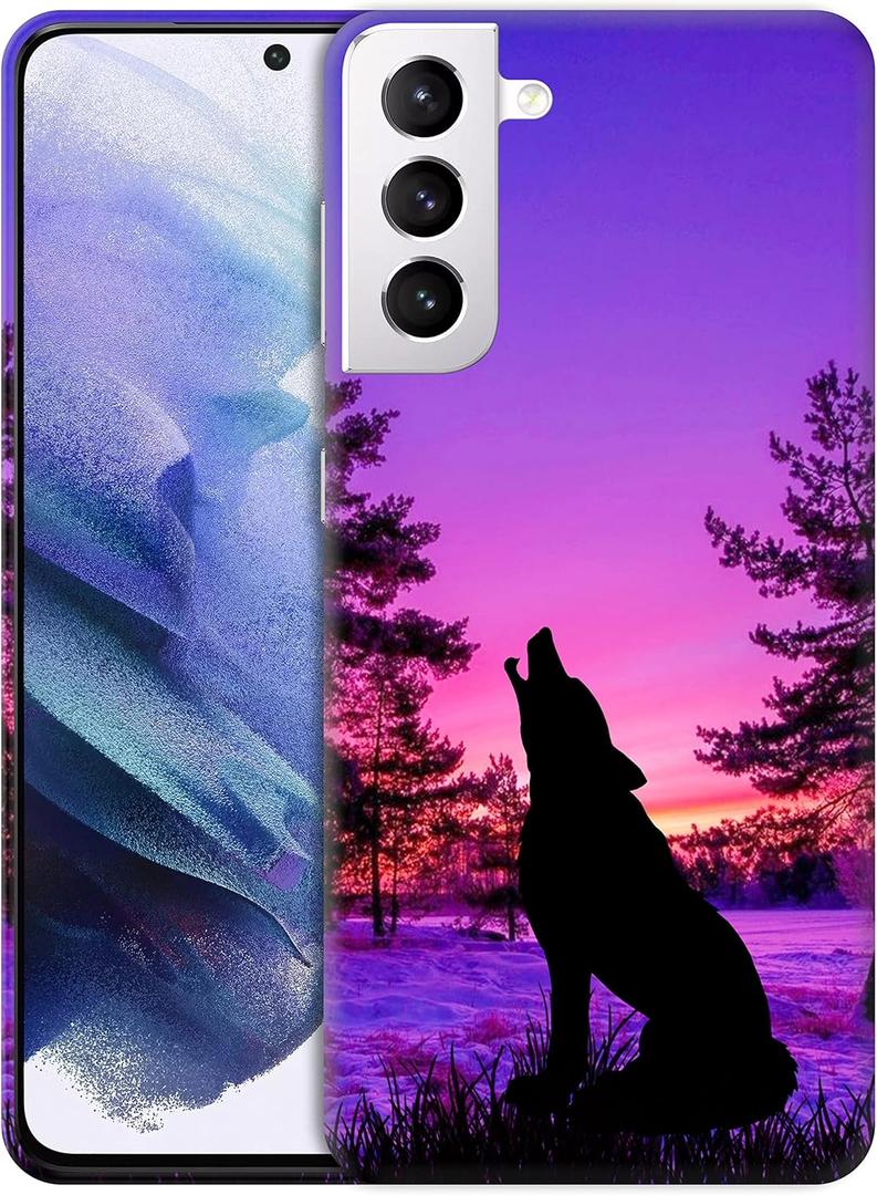 SM Cases Compatible with Samsung Galaxy S21 Plus 5G Case - Wolf 3D Printed Design Phone Back Hard Plastic Cover Case for Samsung Galaxy S21 Plus.