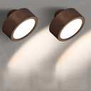 EZVALO LED Wall Mounted Lights, 5500mAh Rechargeable Wall Sconces Lamp, 3 Color Temps & Remote and Touch Control, 360Rotation Dimmable Cordless Wall Light for Bedroom Reading Study (2 Pack Walnut)
