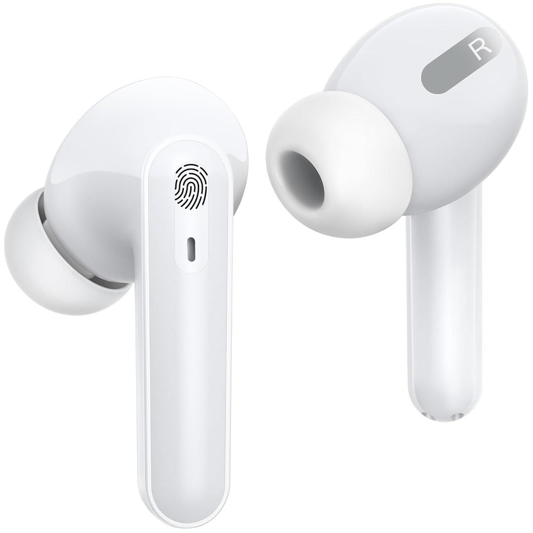 Hearing Aids for Hearing Loss with Volume Control and Noise Cancelling, Adjustable Hearing Amplifiers for Seniors and Adults with Portable Charging Case (White)