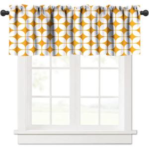 JESTRONRY Abstract Geometric Pattern Window Valance, Modern Mid Century Window Treatment Valances for Bedroom Kitchen Decor with Rod Pocket W54xL18in