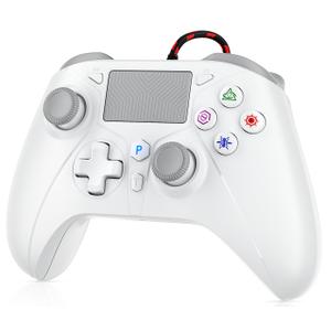 10ft Wired for PS5 Controller, Compatible with PlayStation 5/PS4 and PC, with Hall Effect Joystick Turbo Programmable Back Button Multi-Touch Pad 3.5mm Headphone Jack (WHITE)