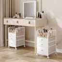 Makeup Organizer Storage Cart with Drawers, Makeup Organizer on Wheels, Rolling Makeup Bathroom Storage Cart, Cosmetic Vanity Display Cases Holder for Nail Polish Brush Hair Tool