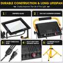 Zetunlo 21000Lumen LED Work Lights with Stand - 3 Head Portable Work Light with 16FT Cord - IP66 Waterproof Tripod Worklights for Outdoor Indoor Job Site Workshop Garage Construction Site Lighting
