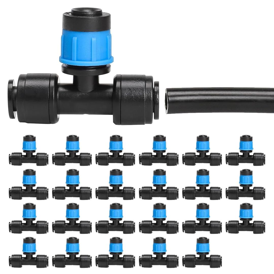 Bonviee 1/4 Inch Push-to-Connect Tee with Vortex Emitters, 24 Pack  Wide Coverage Irrigation for Lawn, Garden, Greenhouse