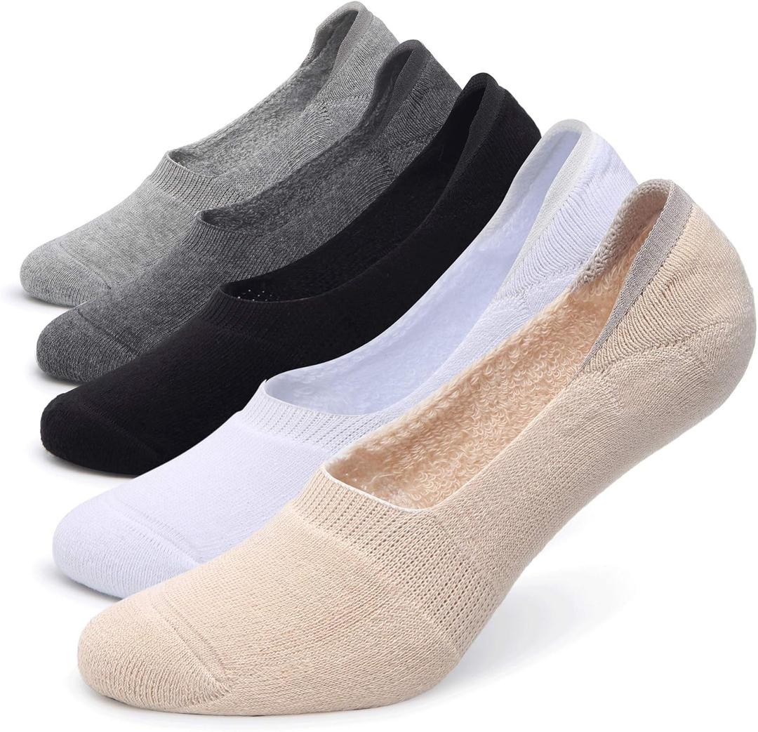 Pareberry Women's Thick Cushion Cotton Athletics Casual Low Cut Flat Non-Slip Boat Liner No Show Socks-5/10 Pack (Large)