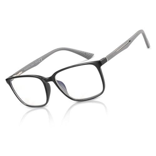 BLUEMOKY Blue Light Reading Glasses for Men， Sport Square Frame Readers, Anti-Glare Computer Glasses