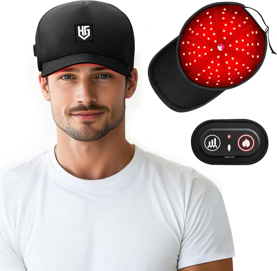 Cordless Red Light Hat with 2000mAh Rechargeable Battery, Red Light Cap with 660nm & 850nm Near-Infrared Light, Portable Wireless Design