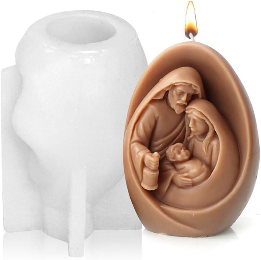 3D Jesus and The Virgin Family Candle Molds Resin Molds,Religion Figures Wax Melt Molds Silicone Molds Virgin Mary Holds the Baby Candle Molds Silicone Resin Mold for DIY Craft Supplies Home Decor