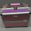 Joligrace Makeup Train Case Makeup Case Organizer Portable Cosmetic Box Storage with 2 Trays Mirror Locking Make Up Travel Case for Nail Kits Cosmetics Craft Traveling Makeup Box Mermaid Pink