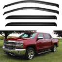 Window Rain Guards for 2014-2018 Chevy Silverado/GMC Sierra 1500 Crew Cab, Out-Channel Window Vent Visors Wind Shades Deflector for 2015-2019 Silverado/Sierra 2500HD 3500HD