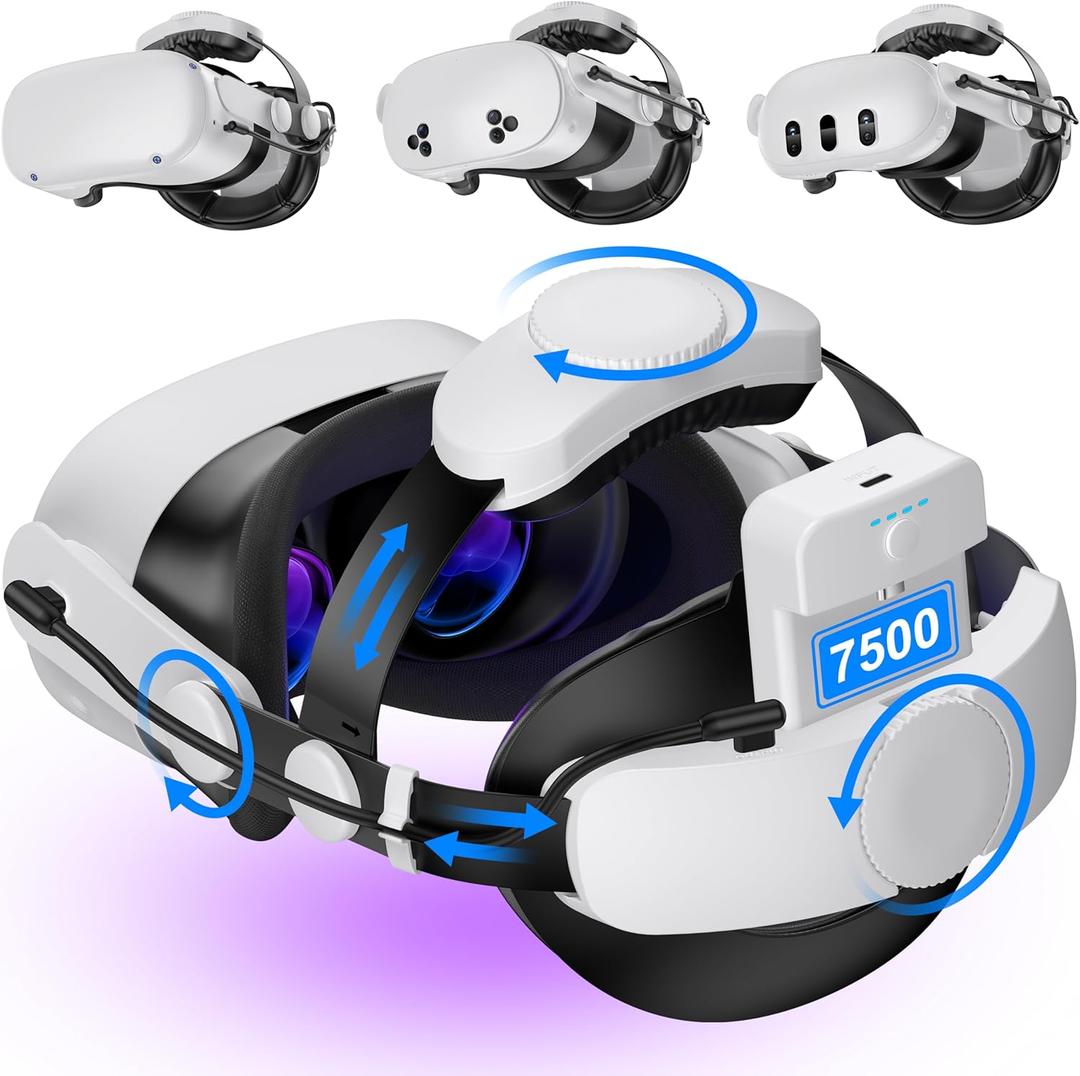 Kawaye for Meta Quest 3S/Quest 2/Quest 3 Head Strap, Double Knobs Adjustable Elite Strap Replacement,VR Headset Strap with Two Large Support Pad Enhanced Support, Reduce PressureMQ2000