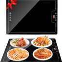 Electric Heat Warming Tray, 20"x15" Full Surface Mat Warmer With Thermostat, Digital Display,Support 104~284, Timer (30min-24hrs), Perfect For Parties Buffet, Countertop, Heat-Resistant Glass (Medium, Black)