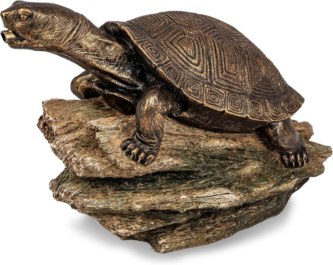 Aquascape Turtle On Log Spitter Fountain for Pond and Garden, 78371, 
Product Dimensions	12"L x 6.25"W x 8"H
Item Weight	1.88 kg
