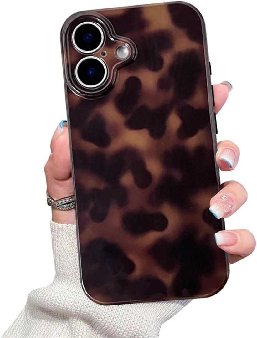 Cute Phone Case for iPhone 17 Case Tortoise Shell Pattern Leopard Full Camera Protective Slim Shockproof Cool Trendy Aesthetic-Brown AmberAmazon's Choice