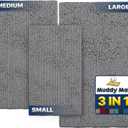 Muddy Mat Pack of 3 Highly Absorbent Microfiber Dog Door Mat and Pet Rug, Non Slip Thick Washable Area Mat Soft Chenille for Kitchen Bathroom Bedroom and Outdoor - Grey Small, Medium & Large