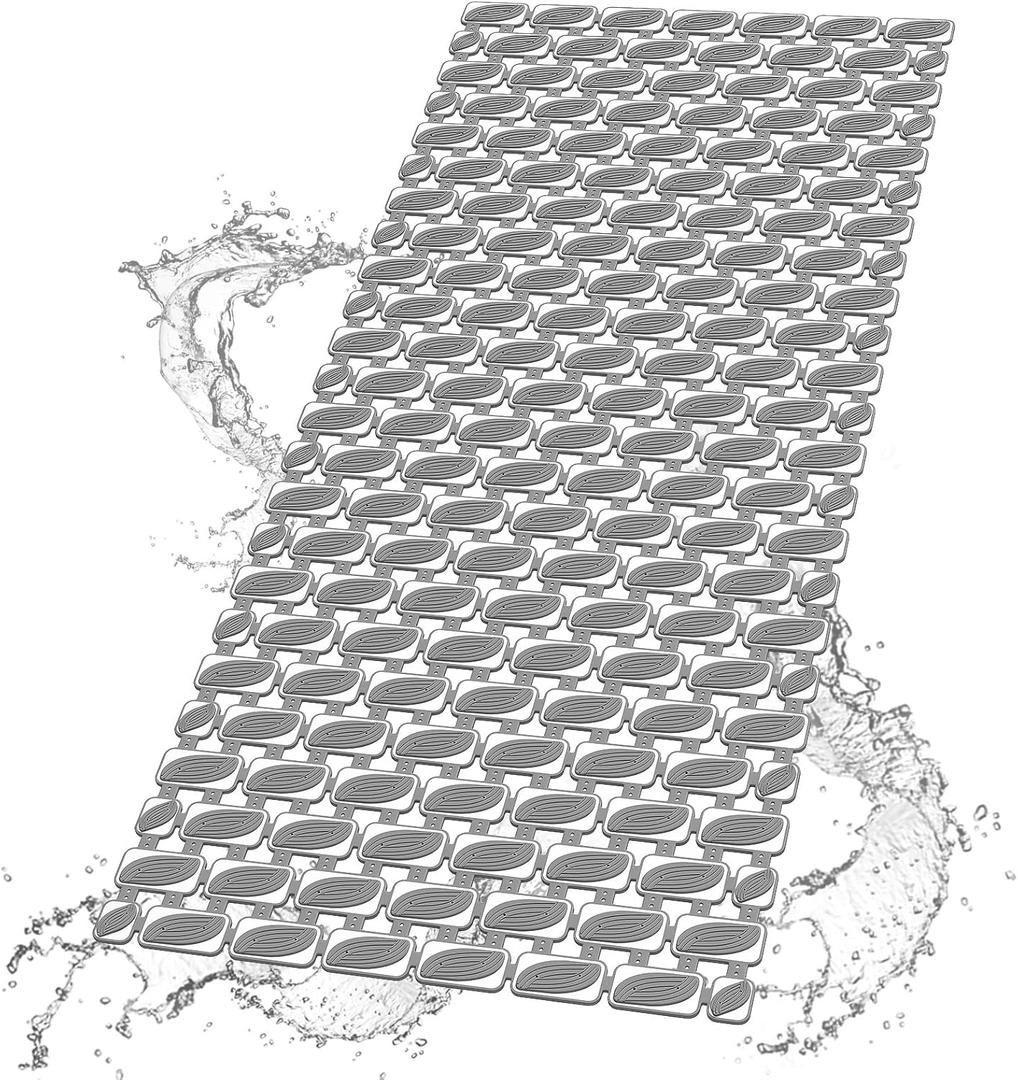 Bath Tub and Shower Mat Non Slip Bathtub Safety Mat with Powerful Suction Cups and Drain Holes, 36 x 16 Inch Soft Bathtub Mat Non Slip Bath Mat for Tub, Machine Washable, Easy to Cut, Dark Grey