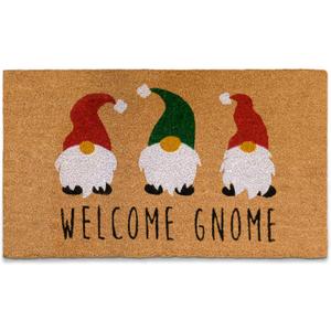 Welcome Gnome Merry Christmas Doormat 30x17 Inch, Funny Christmas Door Mat for Covered Outdoor Area, Gnomes Welcome Mat w/Non-Slip PVC Backing