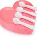 Layhit 38 Pieces Valentines Heart Shaped Plates Spoon Set Include 18 Pcs 10 Inch Valentines Day Heart Shaped Food Tray 20 Pcs Plastic Spoon Salad Dessert Plate for Party Supplies(Pink)