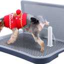 Pee Pad Holder, Indoor Potty Tray for Puppy and Small Size Dog with Pee Wall, Non-Skid Feet, 20 * 15.4 * 1.4 inch (Large)