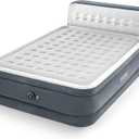 Intex 64447ED Dura-Beam Deluxe Ultra Plush Air Mattress with Headboard: Fiber-Tech – Queen Size – Built-in Electric Pump – 18in Bed Height – 600lb Weight Capacity