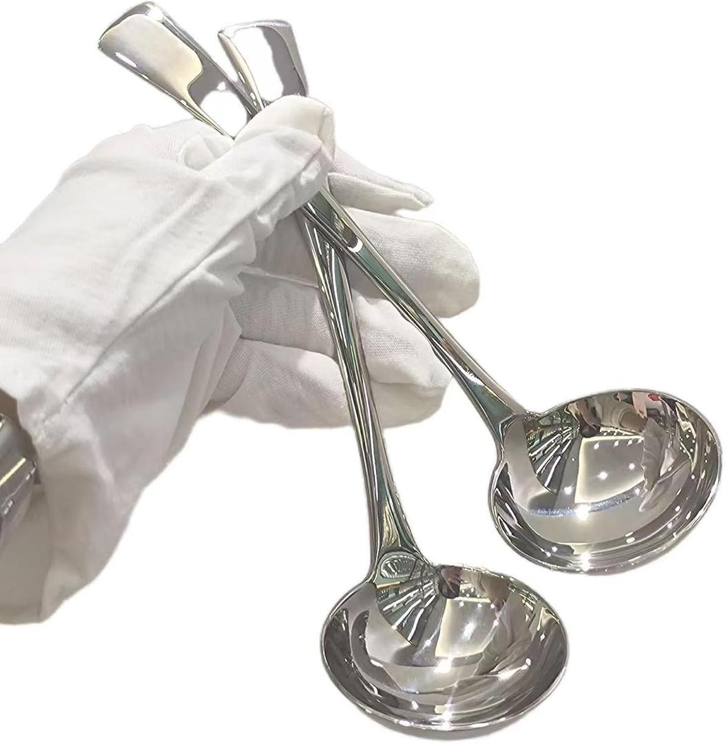 7.7 Inch Small Ladle,Pack of 2,Premium 18/10 Stainless Steel Kitchen Ladle for Soups,dressings,Sauces,Gravy,Stews and More, Silver