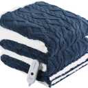Heating Blanket Twin Size Extra-Thick and Warm Electric Blanket with 10 Hour Auto Off & 5 Heating Levels, 3D Pattern Design and Overheating Protection, Navy Blue (Twin-62"x84")