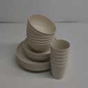 supernal 24pcs Wheat Straw Dinnerware,Unbreakable Dinner Plates Set,Microwave Dishwasher Safe,Beige Reusable Plates for Picnic,Birthday,Camping