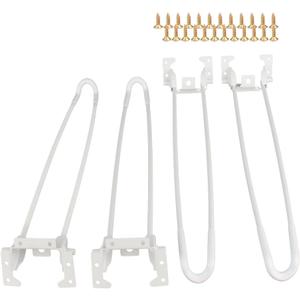 16.5 Inch Folding Hairpin Legs, Metal Folding Table Legs Heavy Duty DIY Furniture Legs with Mounting Screws (4, White)