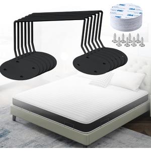 6 Pack Mattress Retainer Bar Keep Mattress Stopper from Sliding, Non Slip Mattress Gaskets for Bed Frame, Mattress Slide Stopper, Anti Slip Mattress Gripper, Mattress Brackets to Prevent Sliding (Black: 6 Pcs)
